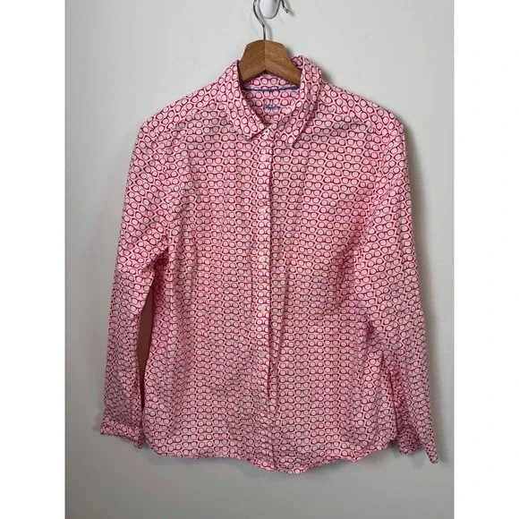 Boden The Classic Shirt Red White Eyeglasses Print Cotton Button Down US 12R - Picture 6 of 9